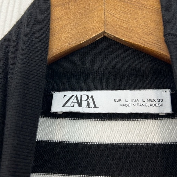 Zara - Black And White Stripe Soft Turtleneck Lightweight Sweater Size Large - Picture 8 of 10